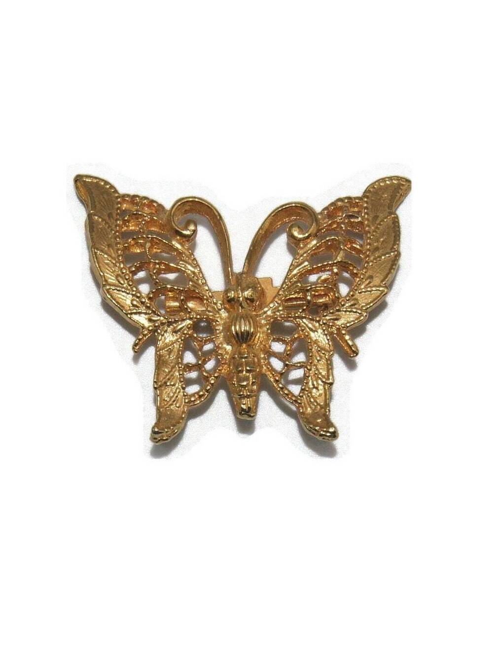Stunning Delicate Vintage Gold Tone Butterfly Brooch.